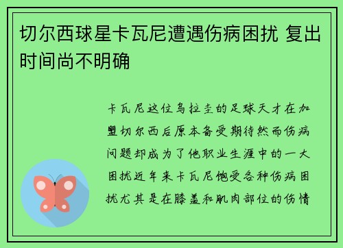 切尔西球星卡瓦尼遭遇伤病困扰 复出时间尚不明确