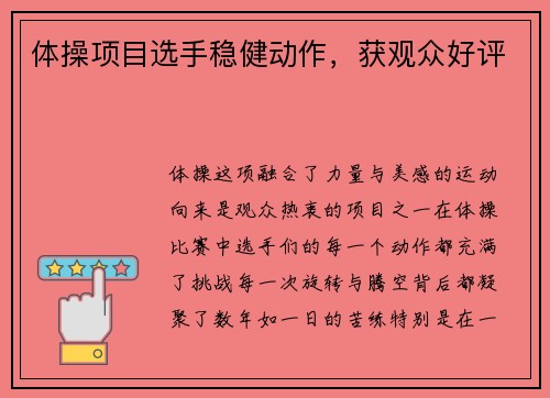 体操项目选手稳健动作，获观众好评